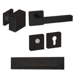 Voordeurset vierkant Quadro 60 met briefplaat zwart Hardbrass