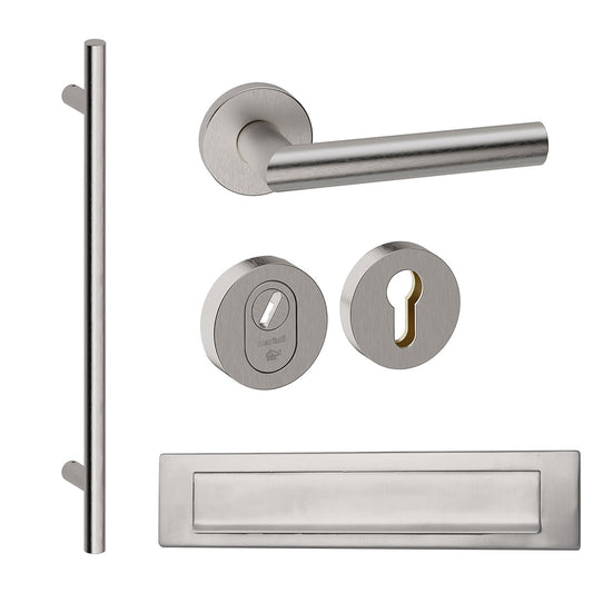 Voordeurset rond Frankfurt 1160 RVS met briefplaat Hardbrass