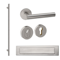 Voordeurset rond Frankfurt 1900 met briefplaat RVS inox Hardbrass