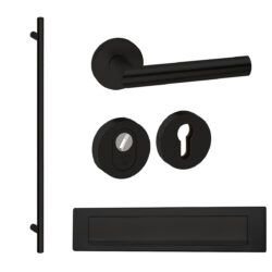 Voordeurset rond Frankfurt 1900 met briefplaat zwart Hardbrass