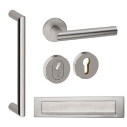 Voordeurset rond Nairobi 800 met briefplaat RVS inox Hardbrass