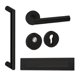 Voordeurset rond Nairobi 800 met briefplaat zwart Hardbrass