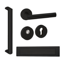 Voordeurset rond Moskou 350 met briefplaat zwart Hardbrass