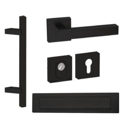 Voordeurset vierkant Toronto schuin met briefplaat zwart Hardbrass