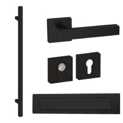 Voordeurset vierkant Toronto 1160 met briefplaat zwart Hardbrass