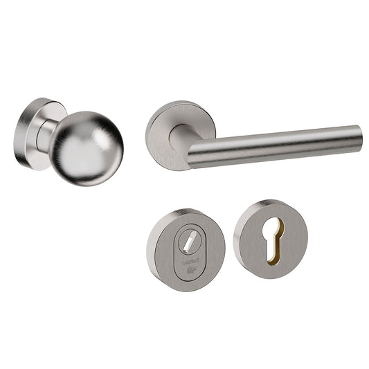 Voordeurset rond Sfera RVS Hardbrass