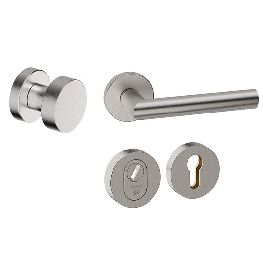 Voordeurset rond Piano RVS Hardbrass