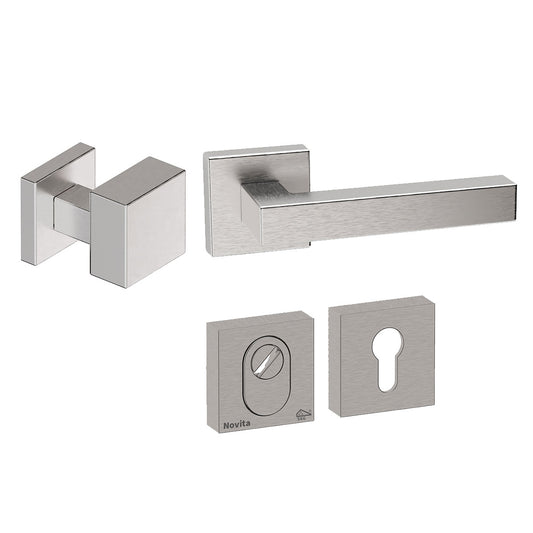 Voordeurset vierkant Quadro EXC RVS Hardbrass