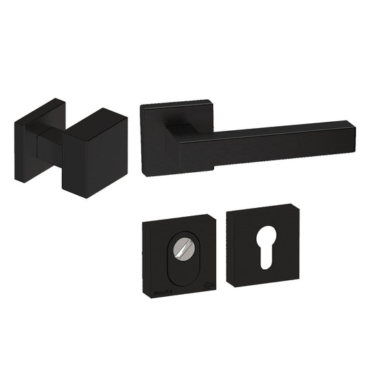 Voordeurset vierkant Quadro EXC zwart Hardbrass