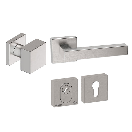 Voordeurset vierkant Quadro 50 RVS Hardbrass