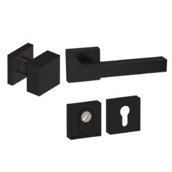 Voordeurset vierkant Quadro 50 zwart Hardbrass