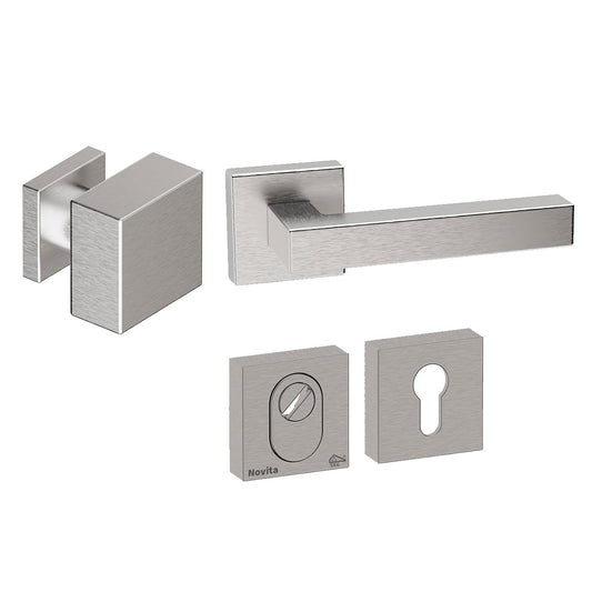 Voordeurset vierkant Quadro 60 RVS Hardbrass
