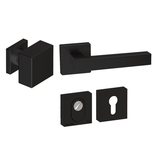 Voordeurset vierkant Quadro 60 zwart Hardbrass