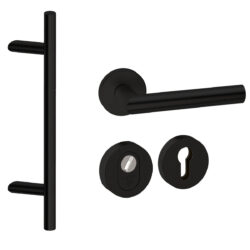 Voordeurset rond Frankfurt schuin zwart Hardbrass