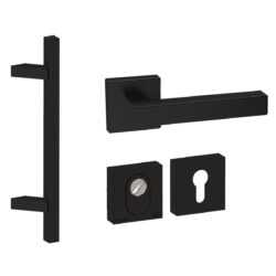 Voordeurset vierkant Toronto schuin zwart Hardbrass