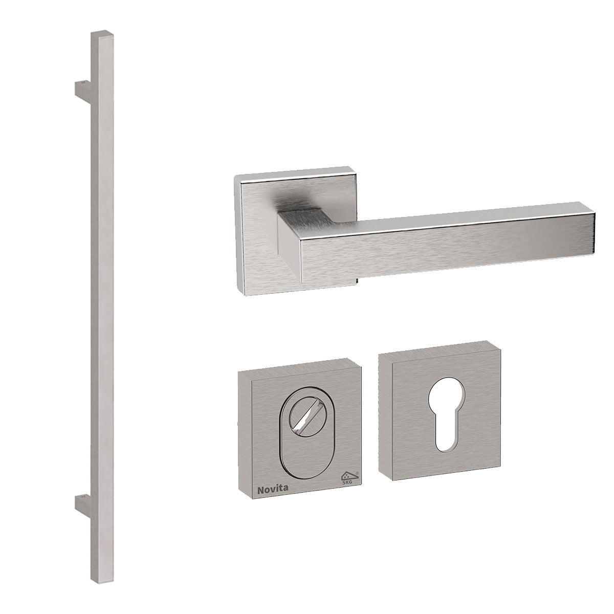 Voordeurset vierkant Toronto 1160 RVS Hardbrass