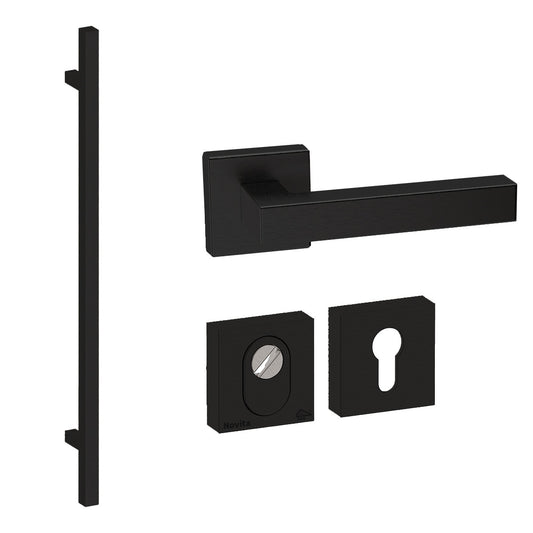Voordeurset vierkant Toronto 1160 zwart Hardbrass