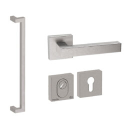 Voordeurset vierkant Denver S 600 RVS inox Hardbrass