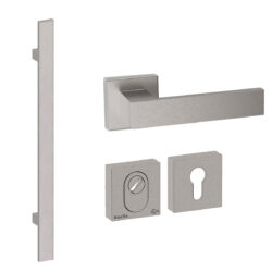 Voordeurset vierkant Miami 800 RVS inox Hardbrass