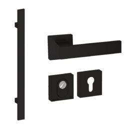 Voordeurset vierkant Miami 800 zwart Hardbrass