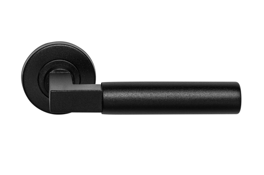 AVJD Deurklinken Bauhaus op rond rozet - zwart