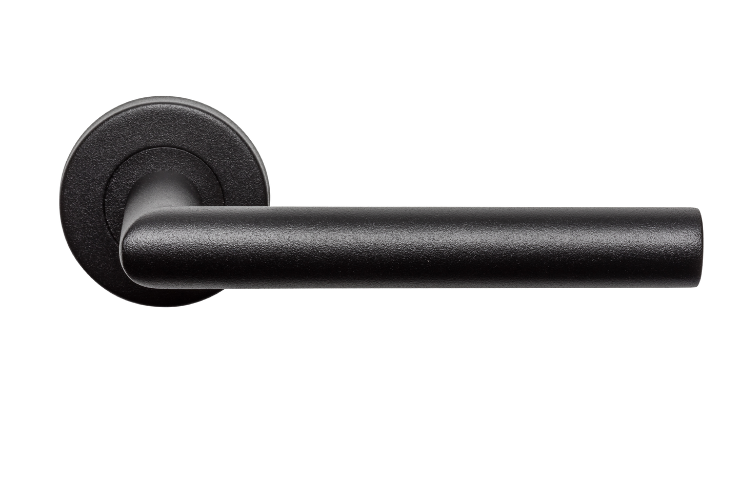 AVJD Deurklinken L-Model op rond rozet - zwart