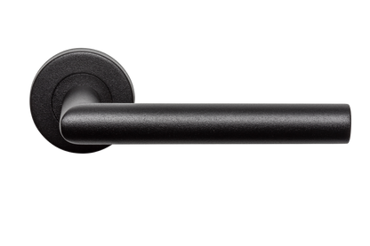 AVJD Deurklinken L-Model op rond rozet - zwart