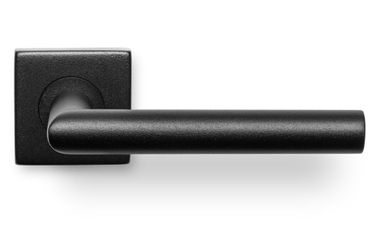 AVJD Deurklinken L-haaks op vierkant rozet - zwart