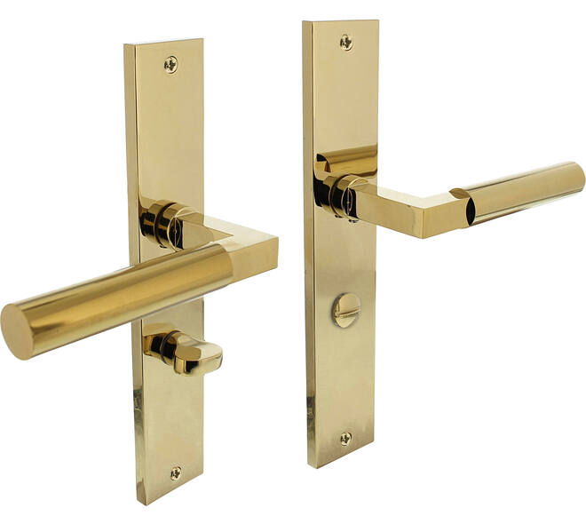 Deurklinken Bauhaus op schild | Intersteel | Messing PVD