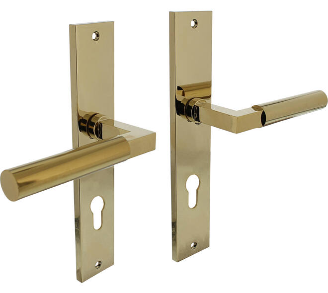 Deurklinken Bauhaus op schild | Intersteel | Messing PVD