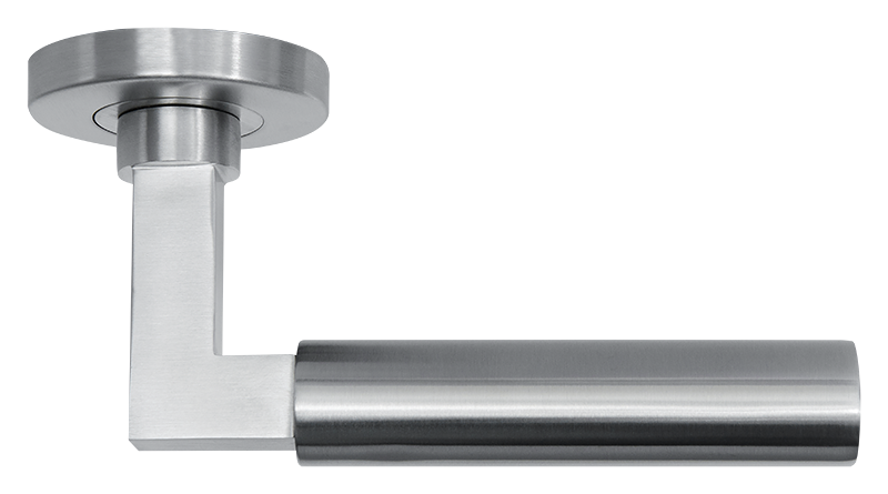 AVJD Deurklinken Bauhaus op rond rozet - RVS (massief)