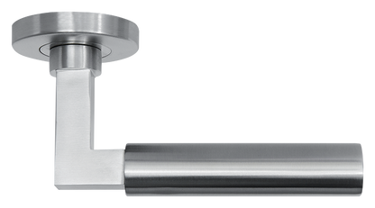 AVJD Deurklinken Bauhaus op rond rozet - RVS (massief)