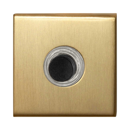 GPF Beldrukker vierkant met zwarte button - PVD mat messing