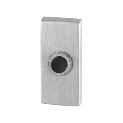 GPF Beldrukker rechthoekig met zwarte button - RVS