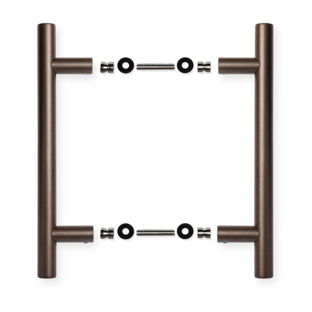 AVJD Door handles Bauhaus on round rosette - black