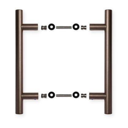 AVJD Door handles Bauhaus on round rosette - black