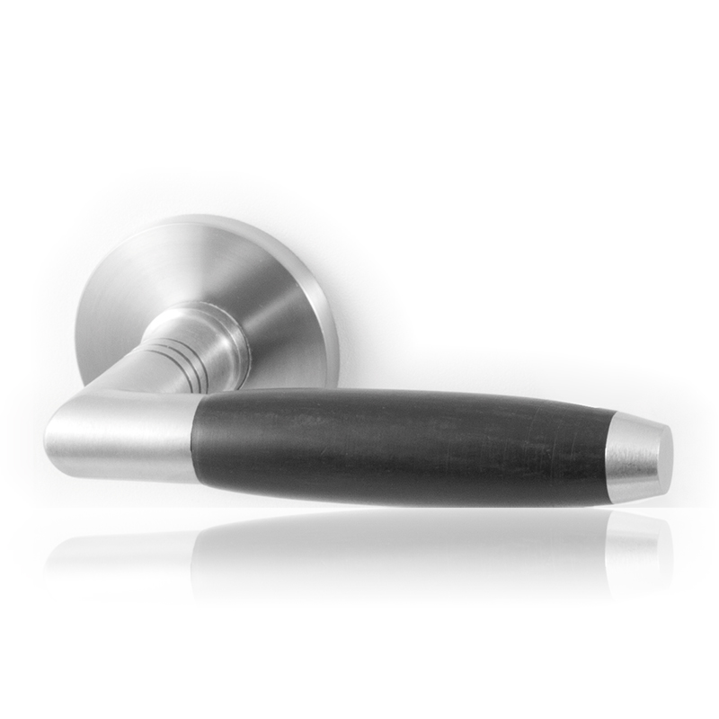 1930s door handles on rosette | GPF | Stainless steel-ebony