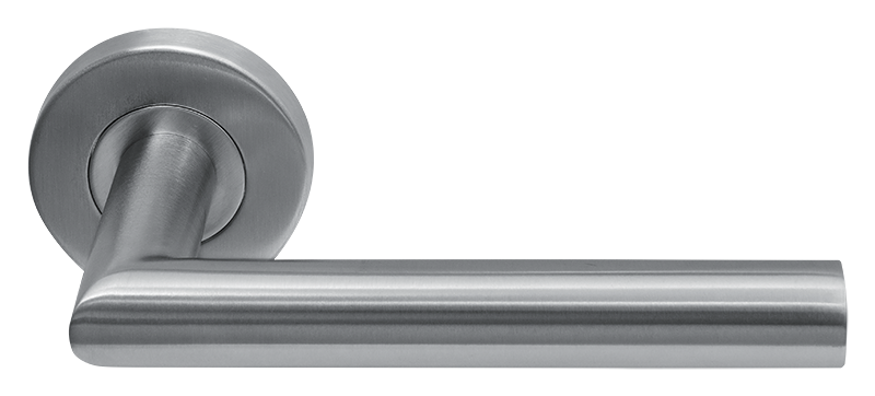 RVS Deurklink L-Haaks op Rond Rozet - RVS-304 AVJD