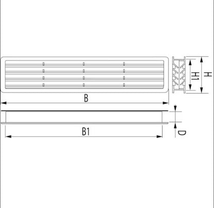 Deurrooster 439x95mm | BURG | wit