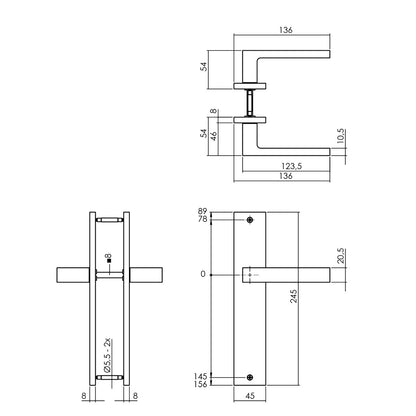 Deurklinken Hera op schild | Intersteel | Messing PVD