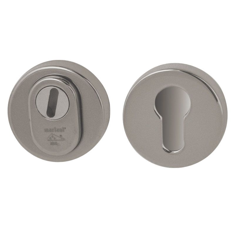 Veiligheidsrozetten rond met kerntrekbeveiliging | Hardbrass | Glans Nikkel