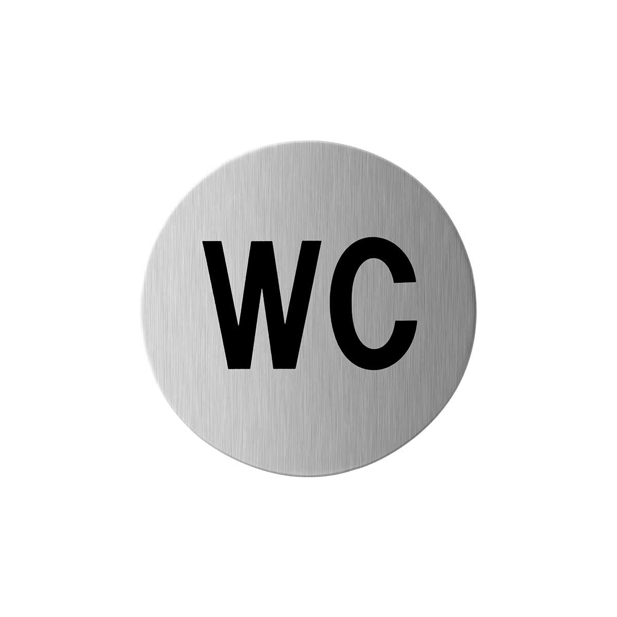 Pictogram wc rond RVS Ø75 mm – zelfklevend