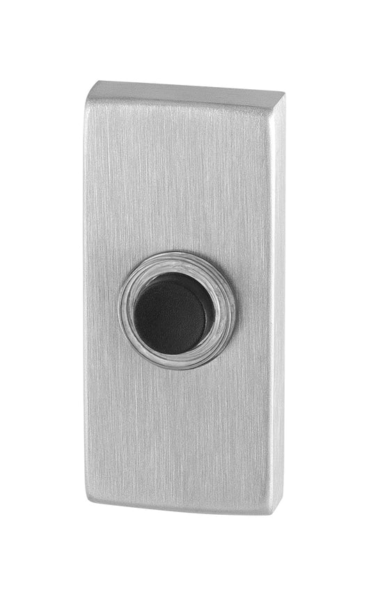 GPF Rectangular push button with black button - Stainless steel