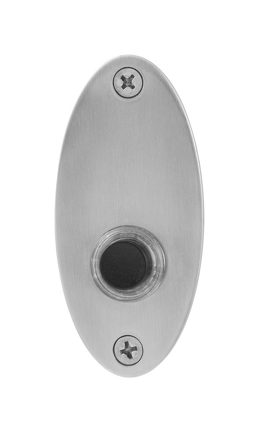 Beldrukker ovaal jaren 30 RVS geborsteld – deurbel 80x38x2mm | GPF
