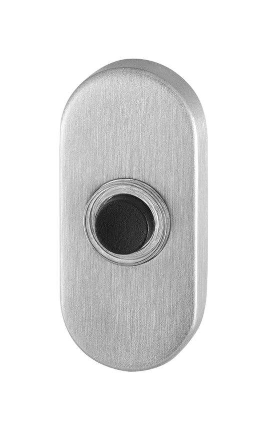 GPF Oval doorbell with black button - Stainless steel