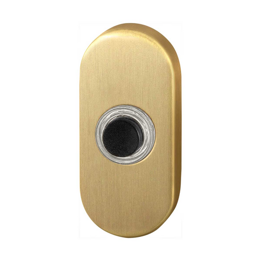 GPF oval doorbell with black button - PVD matt brass