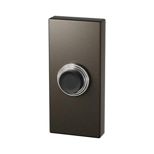 GPF Rectangular push button with black button - dark brown