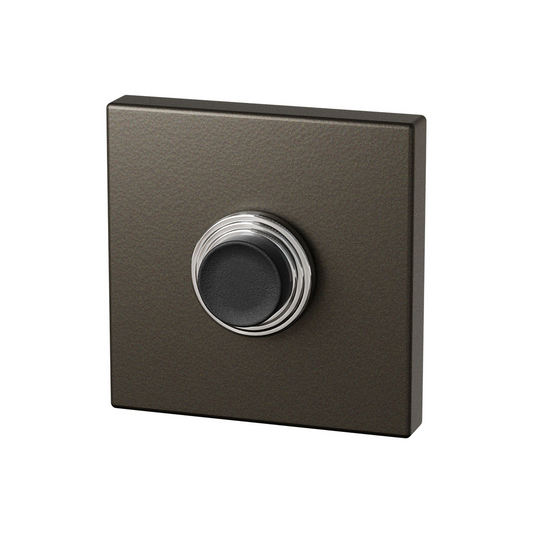 GPF Square push button with black button - dark brown