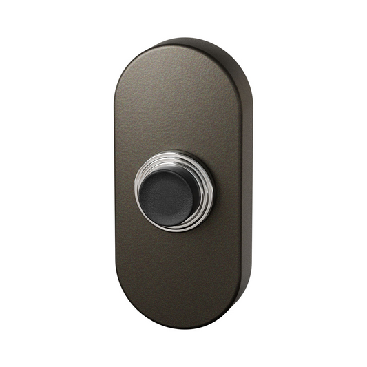 GPF oval doorbell with black button - dark brown