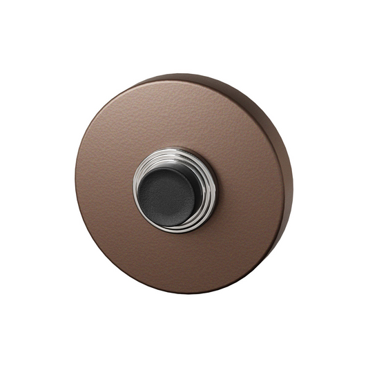 GPF Round doorbell with black button - brown